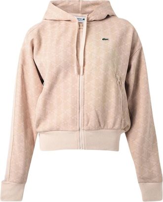 Lacoste Jacquard Monogram Hoodie - Dames - Sweatshirts & Hoodies - Roze - Maat: XS Katoen