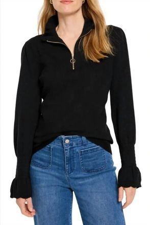 Nic+Zoe Easy Charm Quarter Zip Sweater In Black Onyx
