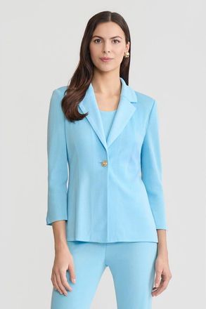 Ming Wang Tailored Single-Button Knit Jacket in Serene at Nordstrom, Size Xx-Small