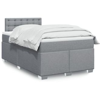 vidaXL Vidaxl - Cama Box Spring Con Colch&oacute;n Tela Gris Claro 120x190 Cm