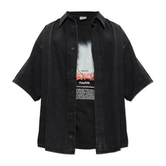 Balenciaga Heren, Overhemden, Zwart, Maat: L Denim