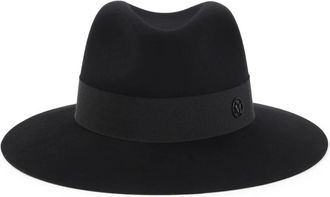 Maison Michel Zwarte brede rand lint hoed - Dames - Hoeden - Zwart - S - Wol - Accessoires