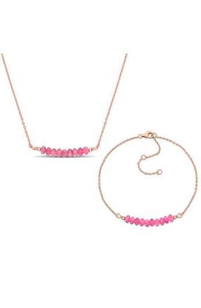 Delmar Pink Tourmaline Beaded Necklace & Bracelet Set at Nordstrom Rack