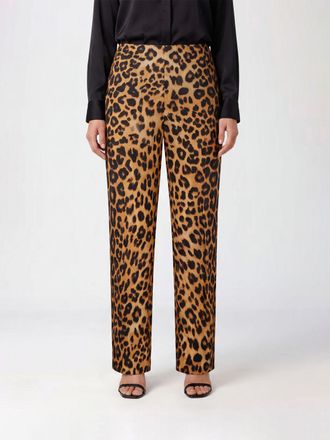 Alberta Ferretti Pantaloni straight in seta con stampa animalier a vita media