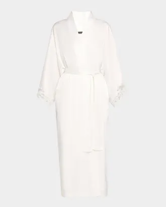 Natori Peony Glamour Lace-Trim Robe
