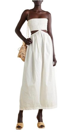CHRISTOPHER ESBER White Ruched Cocoon Maxi Dress Size S