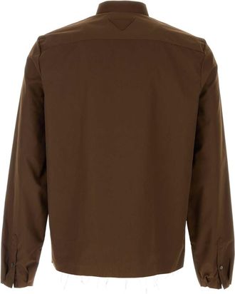 Prada Mens Shirt Brown Polyester Cotton