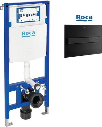 Roca Roca - Bastidor Duplo One, Pack Cisterna Empotrada Y Pulsador Pl7 Negro Mate