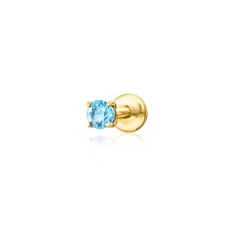RS Pure by Ross-Simons Swiss Blue Topaz Flat-Back Earrings in 14kt Yellow Gold