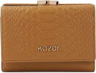 Kazar Lichtbruine reli&euml;flederen portemonnee - Dames - Portefeuilles - Bruin - ONE Size - Leer - Accessoires