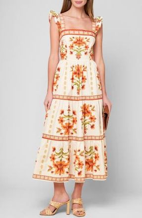 Flying Tomato Floral Ruffle Strap Cotton Sundress in Ivory at Nordstrom Rack, Size X-Small