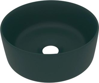 vidaXL Vidaxl - Lavabo de lujo redondo cerámica verde oscuro mate 40x15 cm