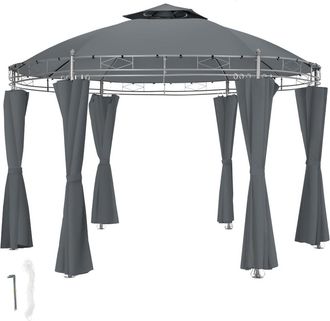 TecTake Pabellón jardín, diseño lujoso, 6 paneles laterales, 3,5 m, antracita