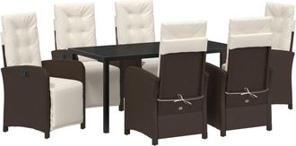 vidaXL Garden Dining Set 7 pcs Brown Poly Rattan Vidaxl