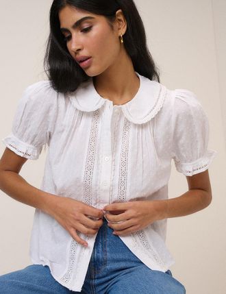 Nobody's Child White Broderie Anglaise Peter Pan Collar Blouse