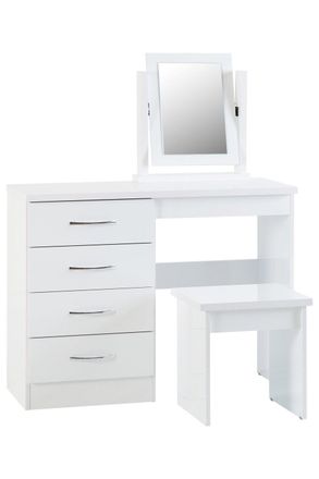 Seconique Nevada 4 Drawer Dressing Table Set in White