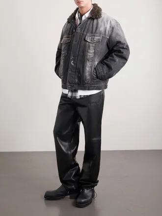 Amiri Logo-Appliqu&eacute;d Straight-Leg Leather Trousers