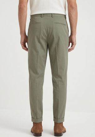 Brunello Cucinelli Pleated Cotton Trousers - Green