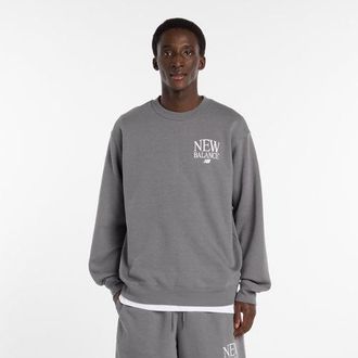 New Balance Uomo Reimagined Fleece Crew in Grigio, Poly Fleece, Taglia 2XL