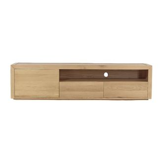 Robin des Bois Mueble tv contempor&aacute;neo en roble, 2 cajones, 1 puerta beige