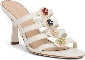 Cinq &agrave; Sept Emmy Crystal Flower Strappy Sandal in Ivory at Nordstrom, Size 6.5Us