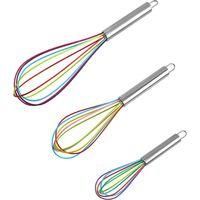 OEM Batidor De Huevos De Silicona Con Mango De Acero Inoxidable Para Mezclar, Batir Huevos, Amasar, Espumar Y Mezclar (juego De 3: 20 Cm, 25 Cm Y 30 Cm). 