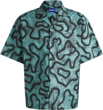 HUGO BOSS Relaxed-fit shirt in printed cotton poplin