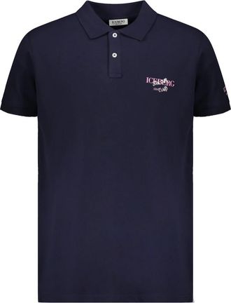 Iceberg Poloshirt met korte mouwen en logo - Heren - Polos - Blauw - 2XL - Katoen - Tops