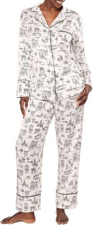 Petite Plume Parisian Silk Pajamas in White at Nordstrom, Size X-Large