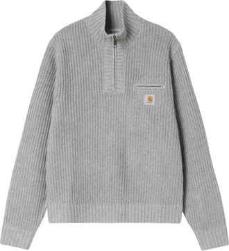 Carhartt Work in Progress Detroit Half Zip Sweater - Heren - Coltruien - Grijs - S - Wol - Truien & Vesten