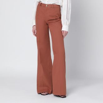 Chlo&eacute; Flared cotton trousers in nougat colour