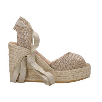 Espadrilles Wedges, female, Gray, Size: 10 US Silver Rope Wedge Sandals