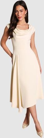 Coast Off Shoulder Crepe Midi Dress in Butter at Nordstrom, Size 14