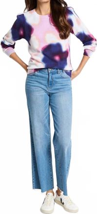 Nic+Zoe Blossom Blur Sweater In Purple Multi