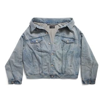 Balenciaga (WMNS) Balenciaga Off Shoulder Jacket Light Blue 786638TQW556379