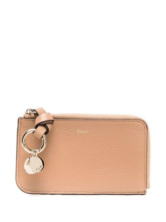 Chlo&eacute; logo-charm leather cardholder - women - Cotton/Calf Leather/Polyester/Lamb Skin - One Size - Neutrals