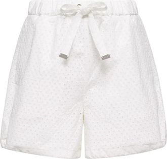 Moncler Sangallo & Cotton Poplin Shorts - Dames - Korte Broeken - Wit - 2XS - Katoen - Korte Broeken