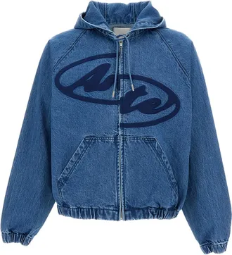 Arte Hooded Denim Jacket with Irregular Arte Logo