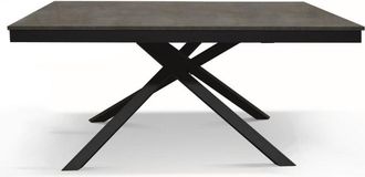 Konte Design Mesa de madera color acero oxidado,base antracita,extensible 140x80