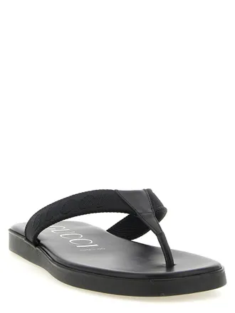 Gucci Jacquard Thong Sandals - Black