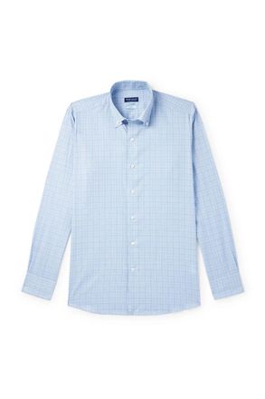 Peter Millar Sorrento Button-Down Collar Checked Cotton-Poplin Shirt