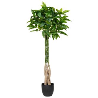 Beliani Beliani - Planta Artificial En Maceta Para Interior Decoraci&oacute;n De Pl&aacute;stico 120 Cm Con Maceta Negra Ra&iacute;z Trenzada Pachire Tree