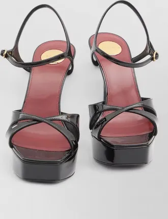 Saint Laurent leather platform sandals square toe stiletto