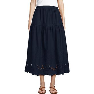 Lands End Voile Eyelet Maxi Skirt in Radiant Navy at Nordstrom, Size X-Small P