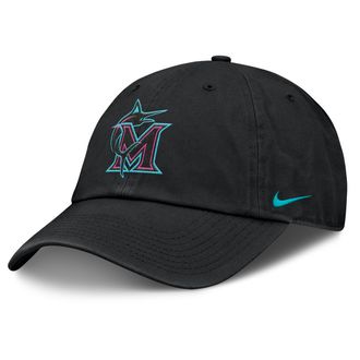 Nike Miami Marlins City Connect Club Mens Nike Mens MLB Adjustable Hat in Black | NB0100AMQM-M99