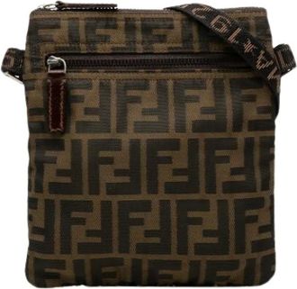 Fendi Pre-owned Cross Body Bags, female, Brown, Size: ONE SIZE Pre-owned Canvas Crossbody Bag