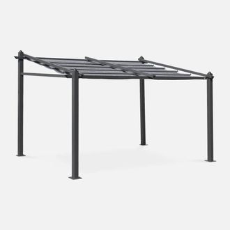 Sweeek 3x4m Outdoor Retractable Aluminium Pergola With Canopy in Grey
