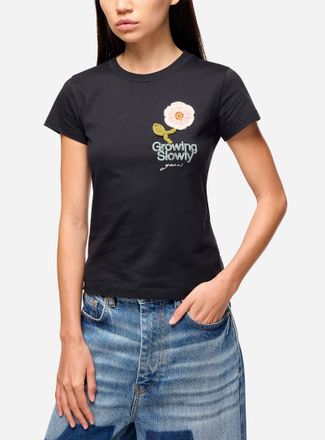 Ganni Womens Crocheted flower T-shirt