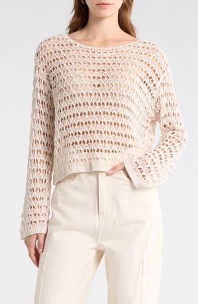 PacSun Willa Cotton Blend Open Stitch Sweater in Ivory at Nordstrom, Size Xx-Small