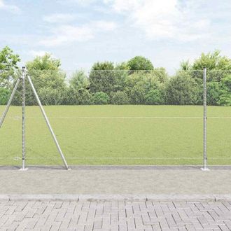 vidaXL Reja Con Postes Plateado 1.2 X 25 M Acero Recubierto De Pvc Vidaxl